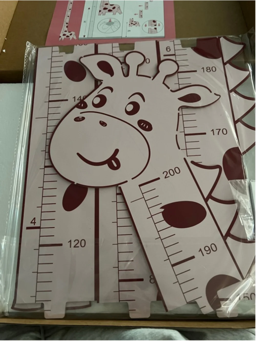 Kids soleim Pink Red Giraffe Height Chart Wall Decor One Size